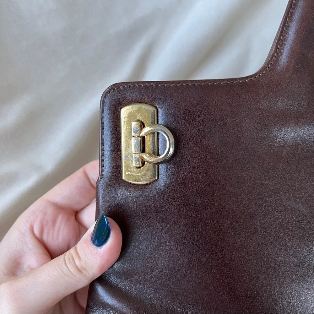 Salvatore Ferragamo Wanda Vintage Briefcase Style Structured Brown Leather Bag - Picture 4 of 10